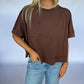 Juda Oversized Crop Box Tee - Brown