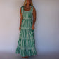 Dentelle Stripe Maxi Dress - Green