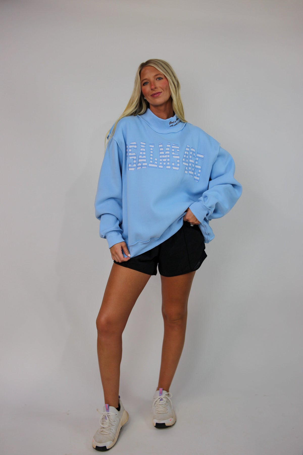 Psalms 46:5 Mockneck Sweatshirt - Sky Blue