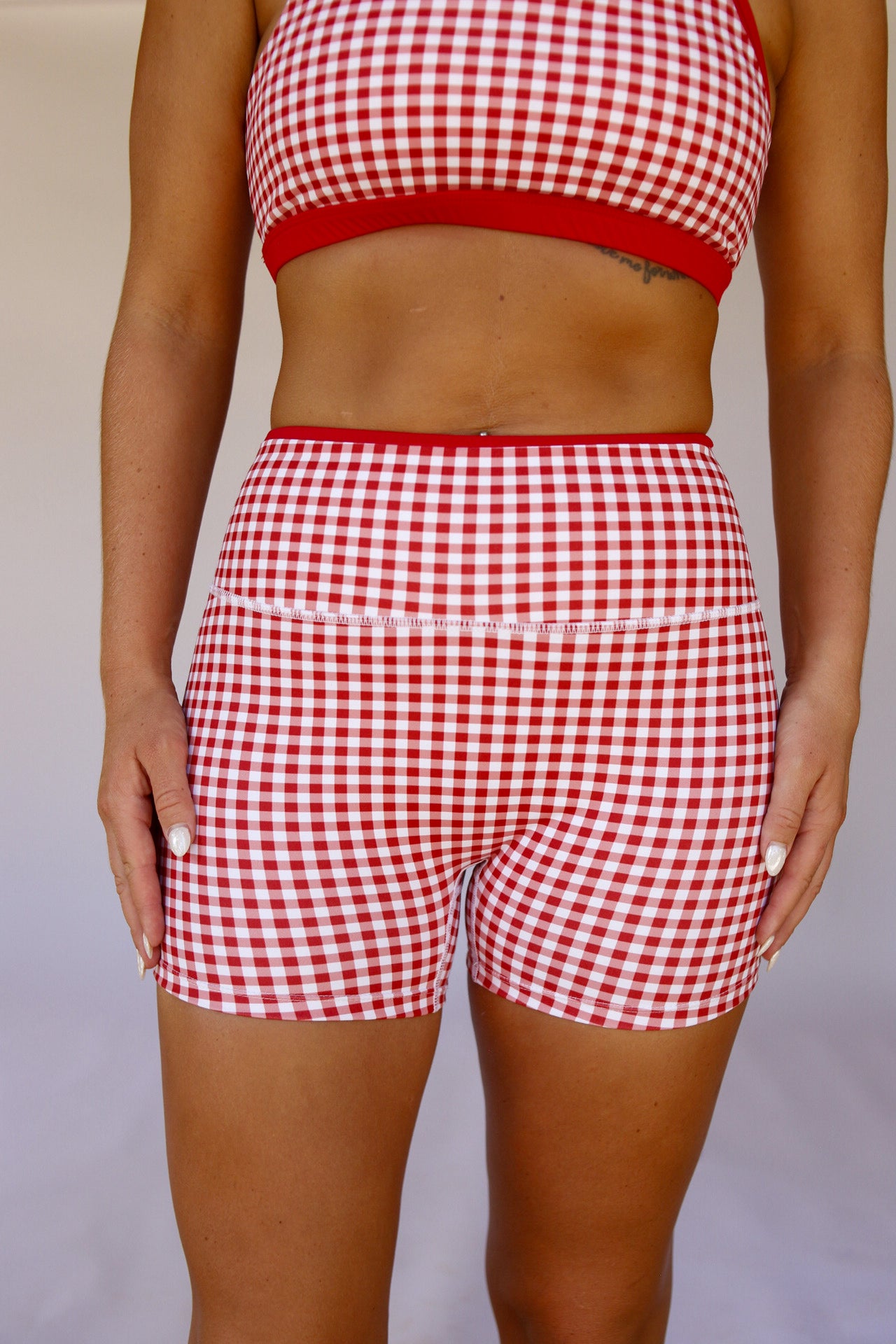 Double Layered Biker Shorts - Red