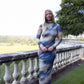 Kendal Mock Neck Mesh Midi Dress - Blue Multi