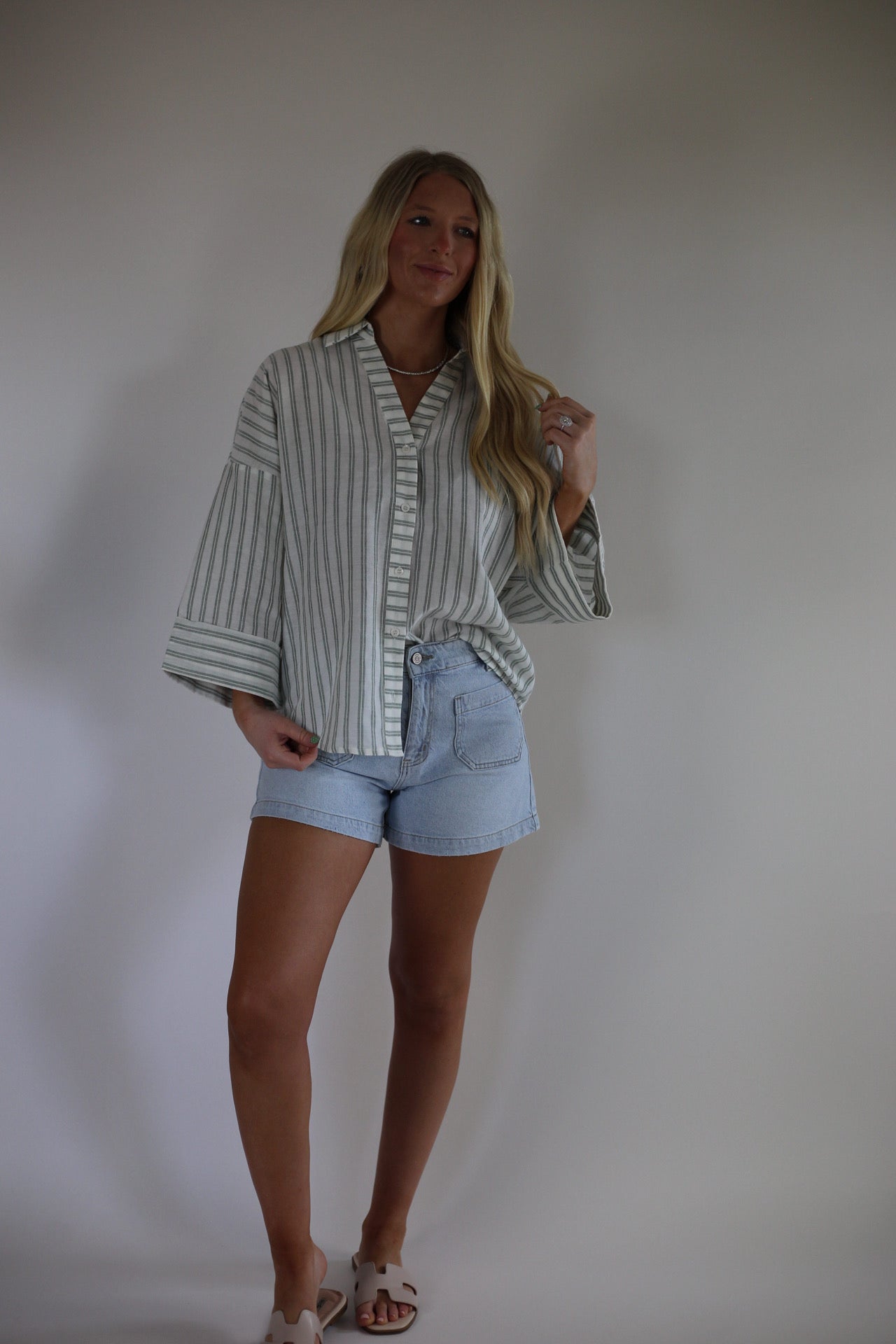 Claire Striped Top - Irish Green