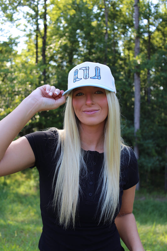 Boots Trucker Hat Embroidered - Blue