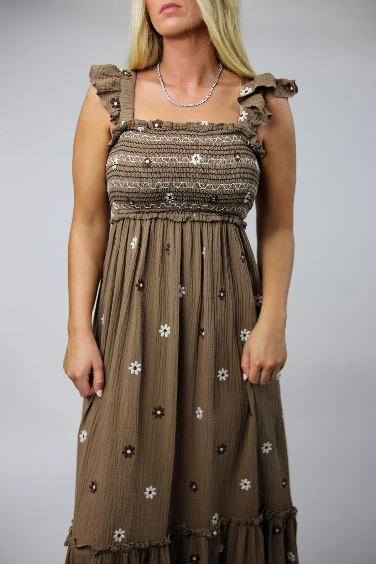 Crews Floral Embroidered Maxi Dress