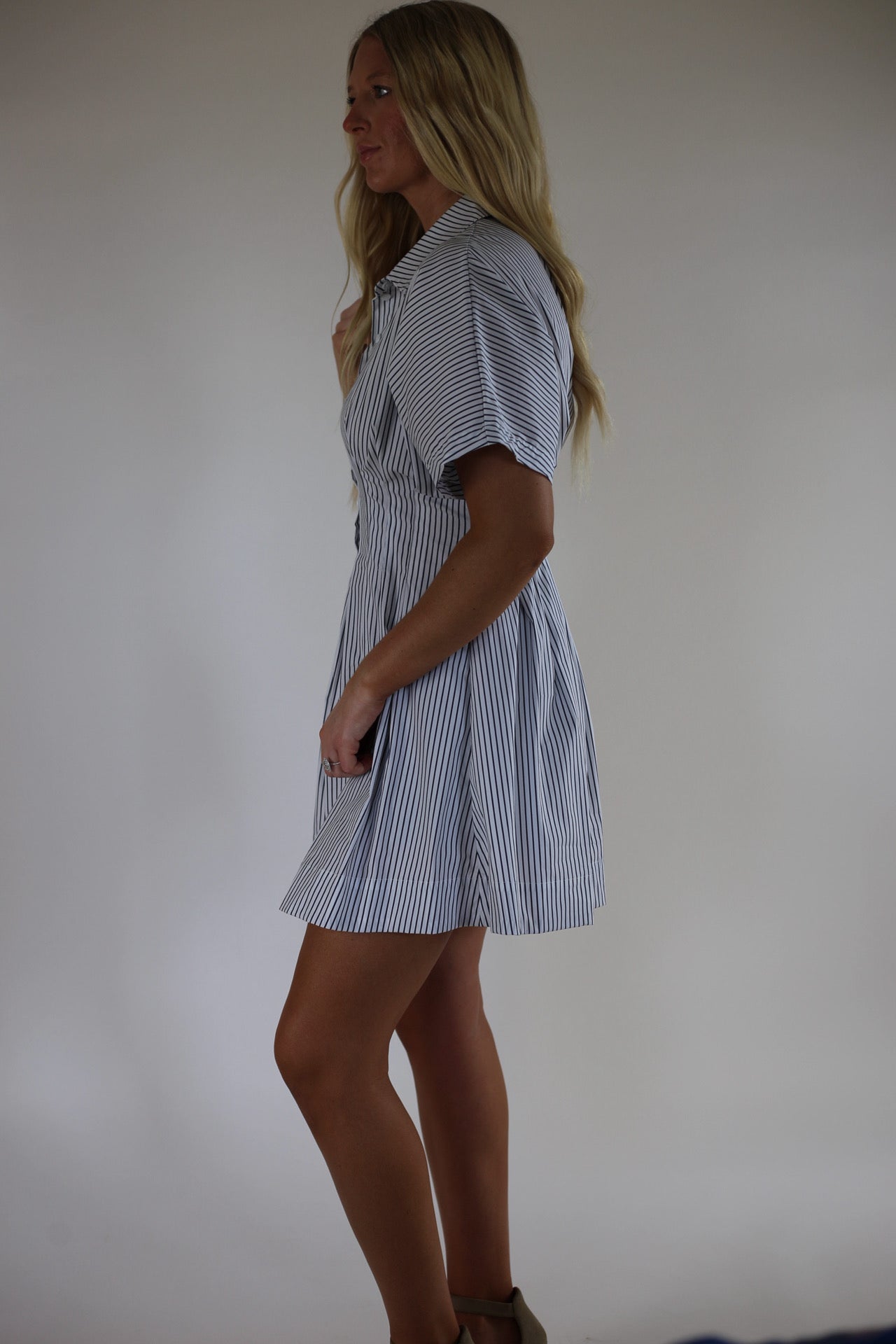 Poppy Dress - White/Navy