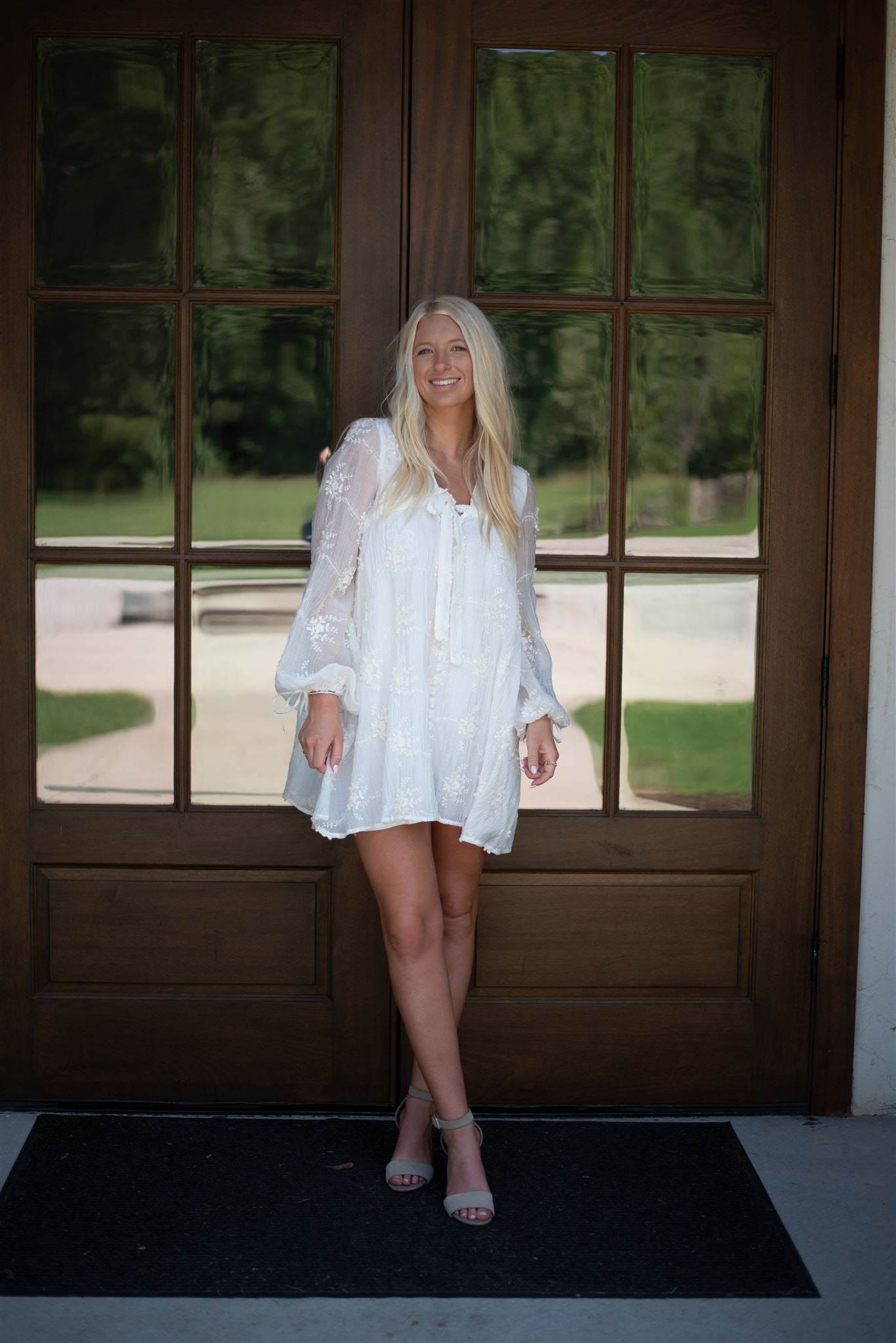 Linnie Embroidered Mini Dress - Ivory