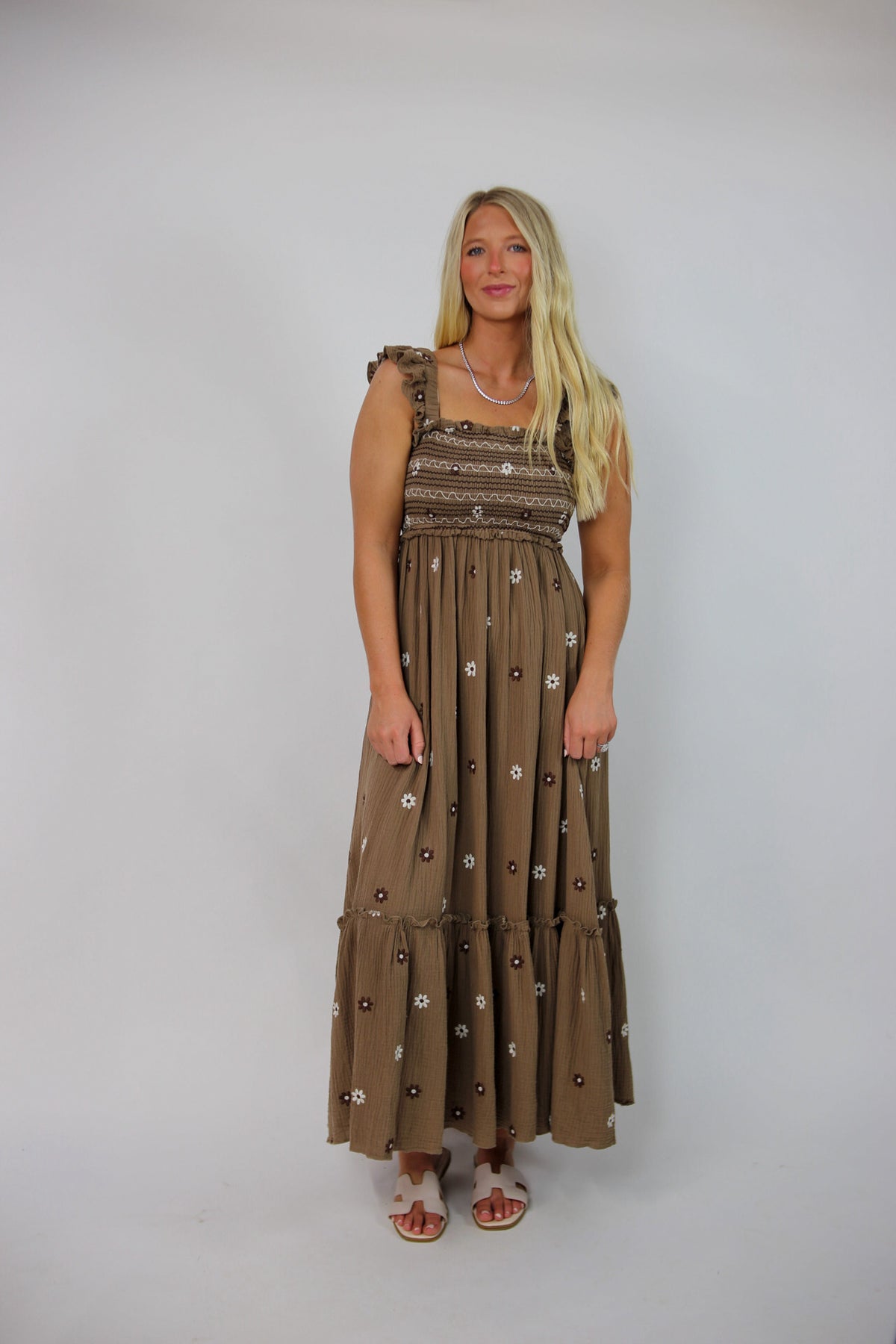 Crews Floral Embroidered Maxi Dress
