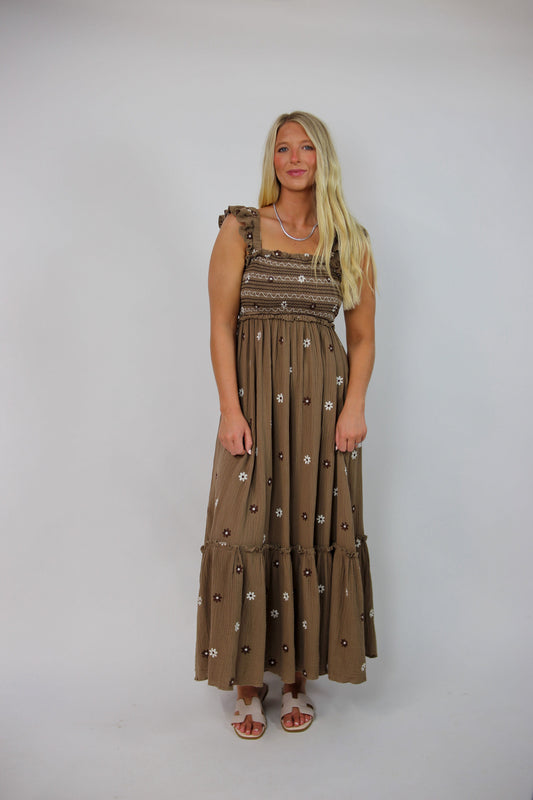 Crews Floral Embroidered Maxi Dress