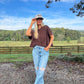 Juda Oversized Crop Box Tee - Brown