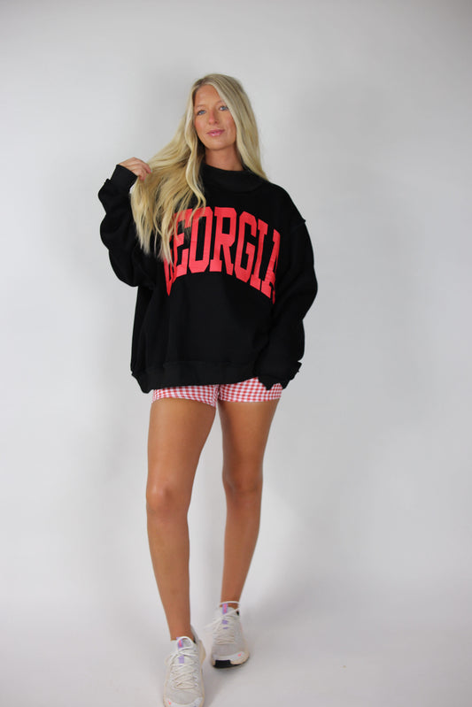 'Georgia & GA' Reversible Mockneck Sweatshirt - Black