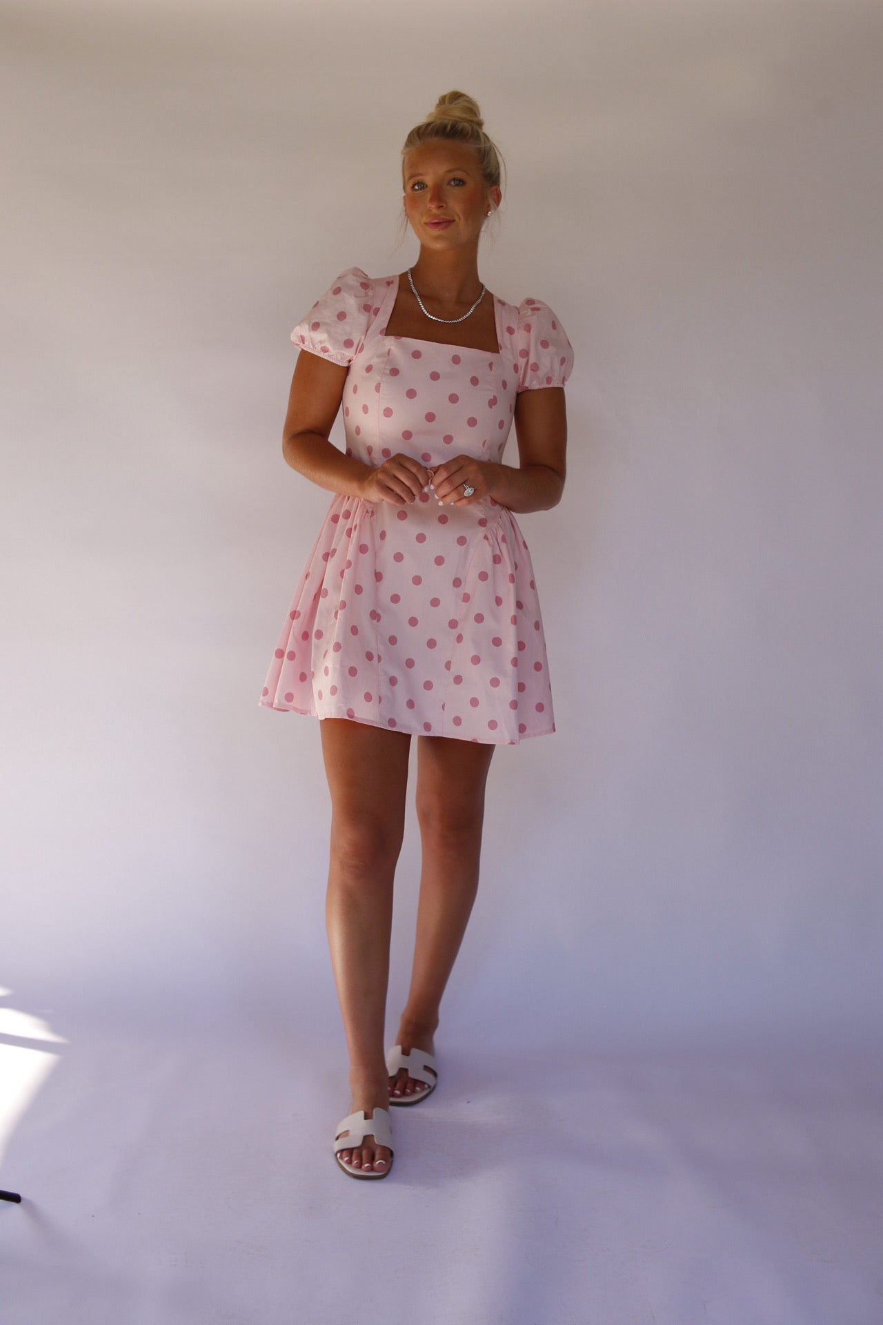 Polly Polka Dot Mini Dress - Pink