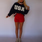 'USA' Stripe Crewneck - Navy