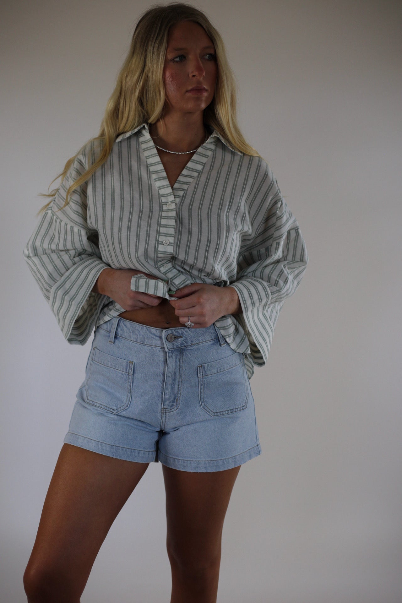 Mickie High Rise Denim Shorts