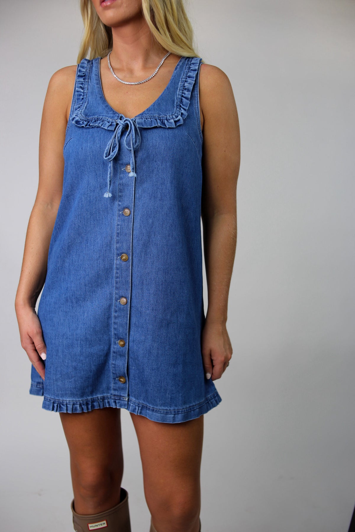 Roxi Ruffle Denim Mini Dress