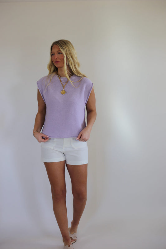 Ellie Knit Sweater Top - Lavender