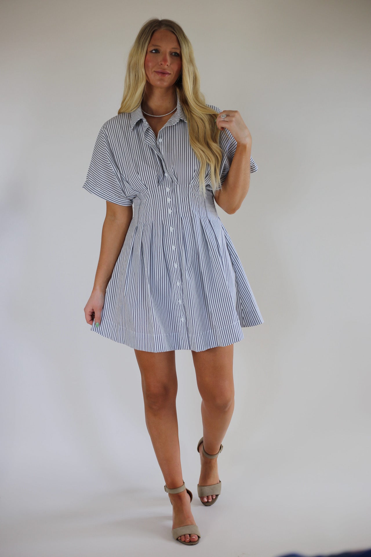 Poppy Dress - White/Navy