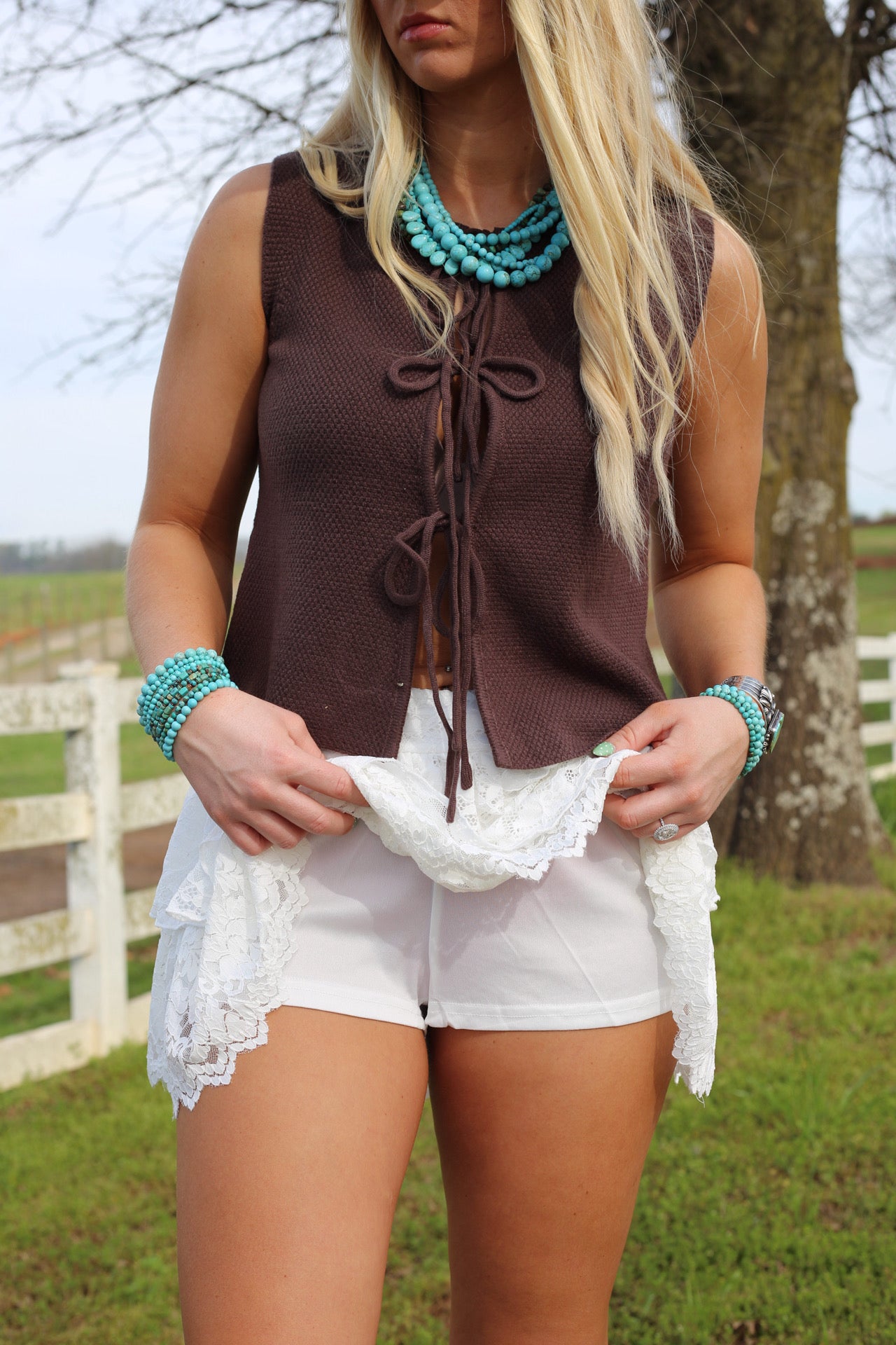 Maribel Knit Lace Skirt - White