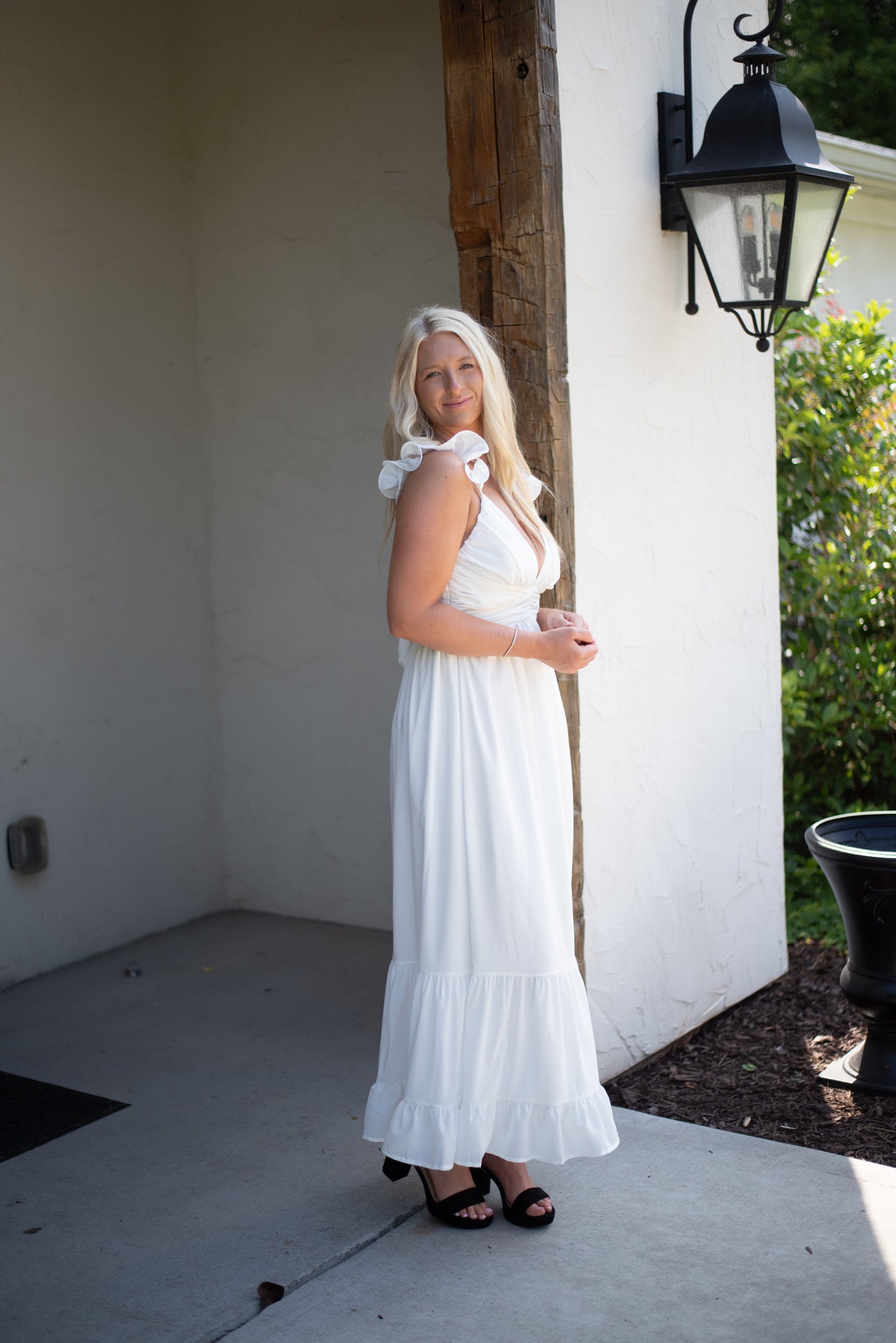 Luna Ruffle Maxi Dress - Off White