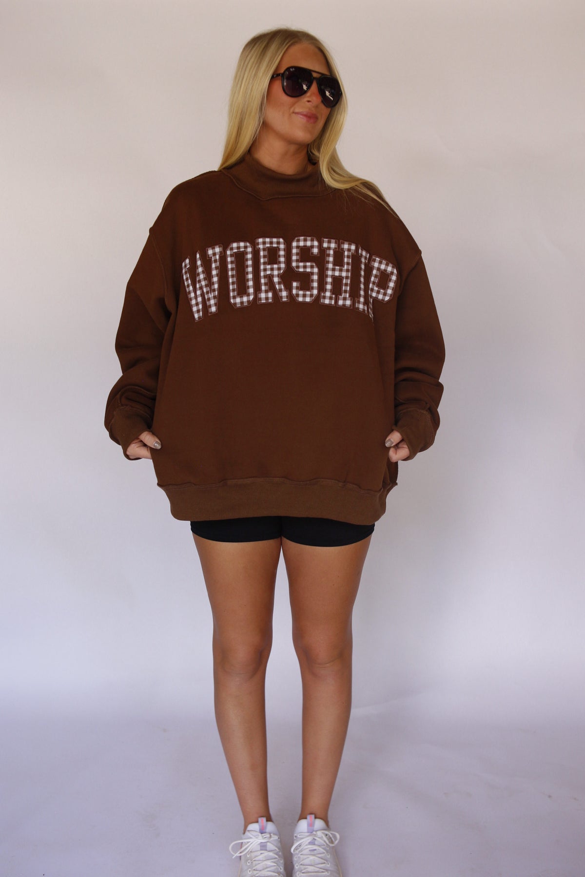 WORSHIP Gingham Mock Neck