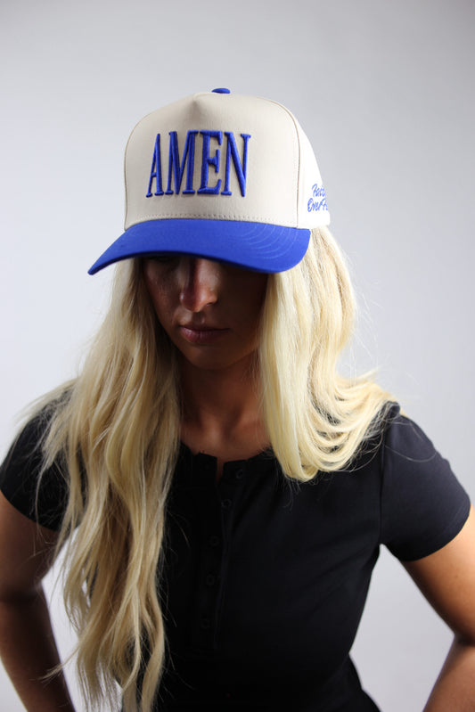 "Amen" Embroidered Letter Two Tone Trucker Hat