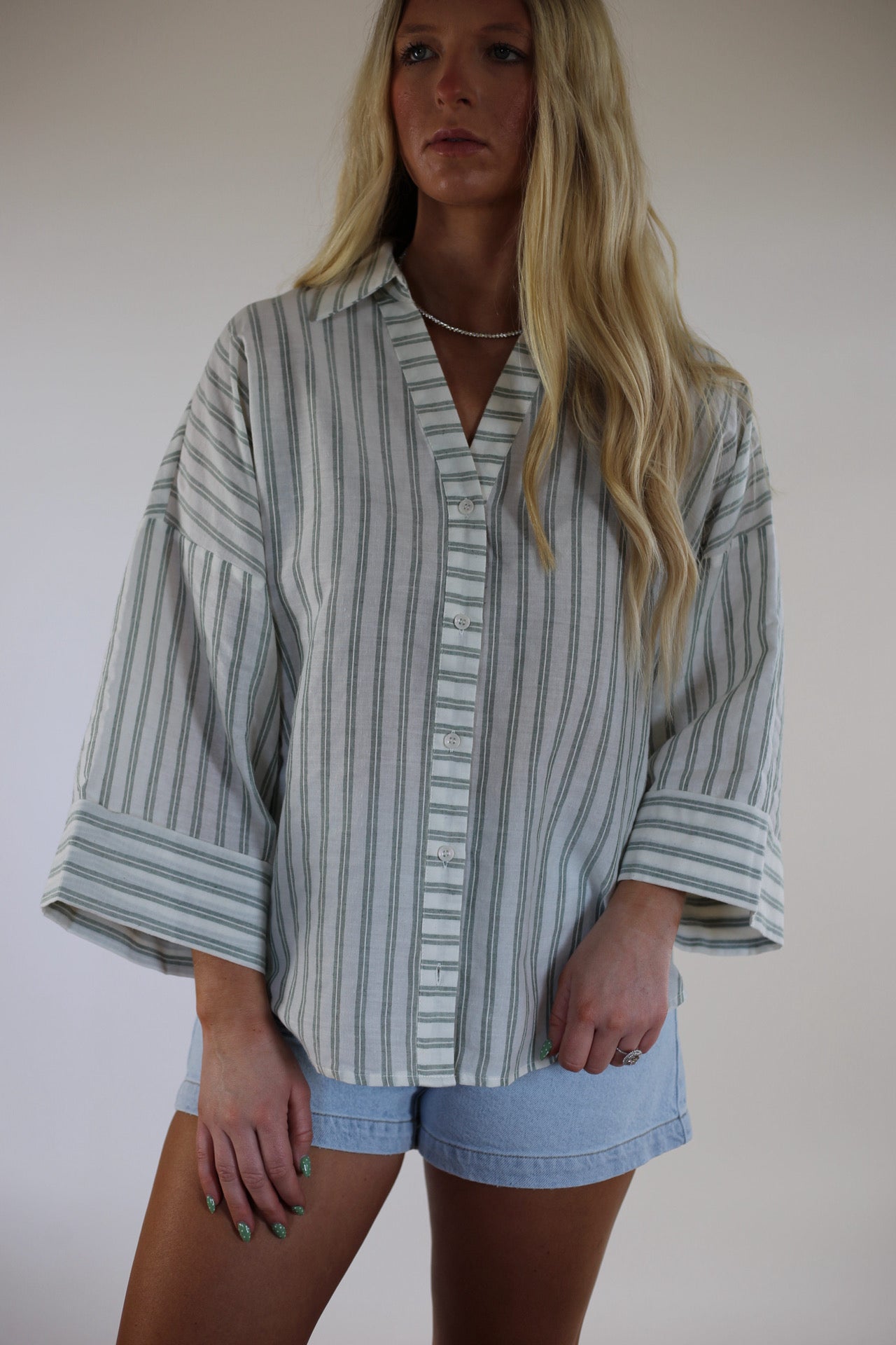 Claire Striped Top - Irish Green