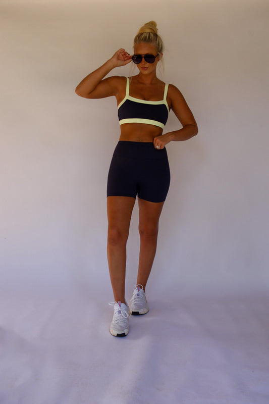 Colorpop Contrast Sports Bra - Navy