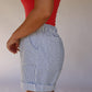Cotton Striped Twill Shorts - Blue