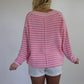Daisy Stripe Sweater - Blush/Pink