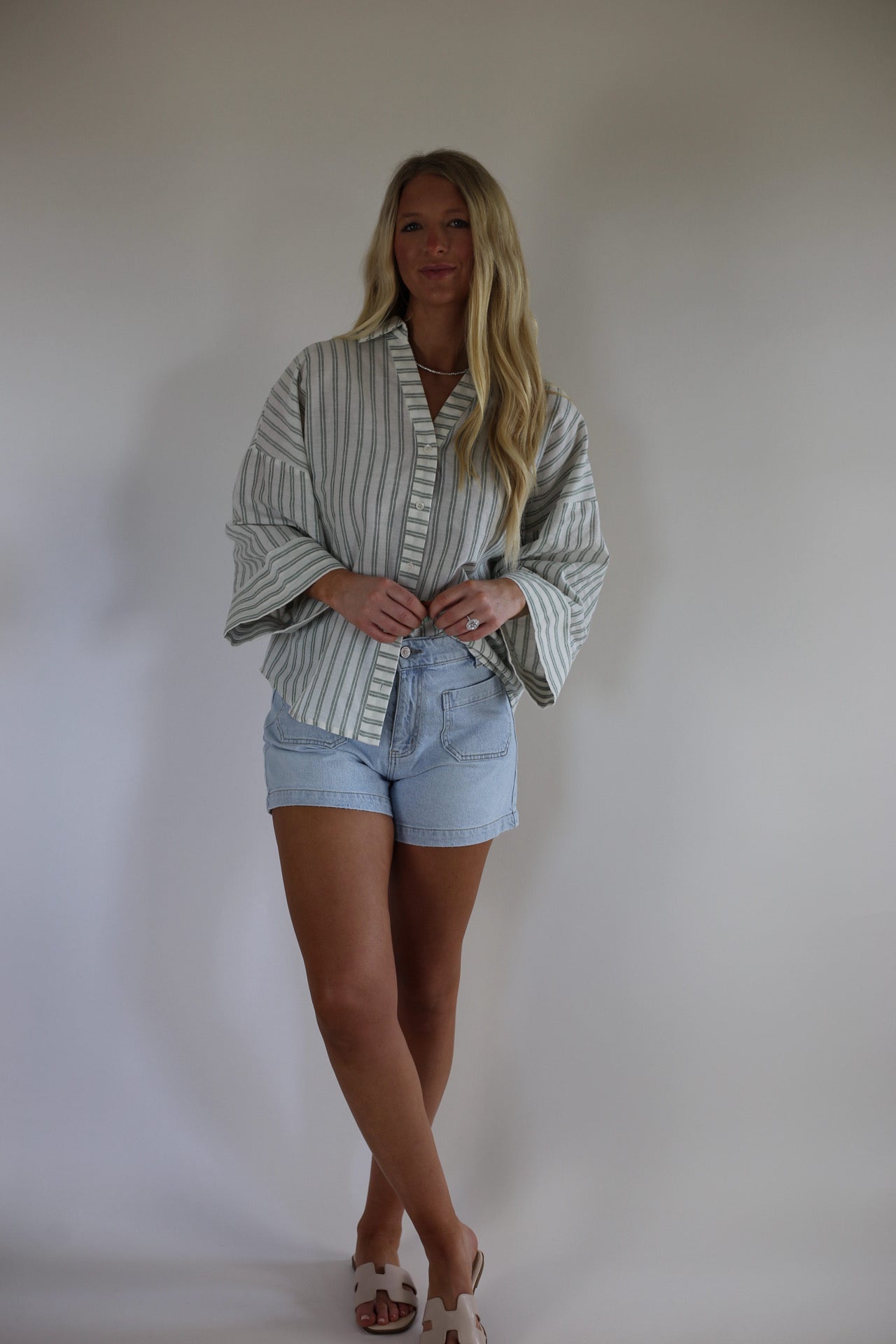 Claire Striped Top - Irish Green