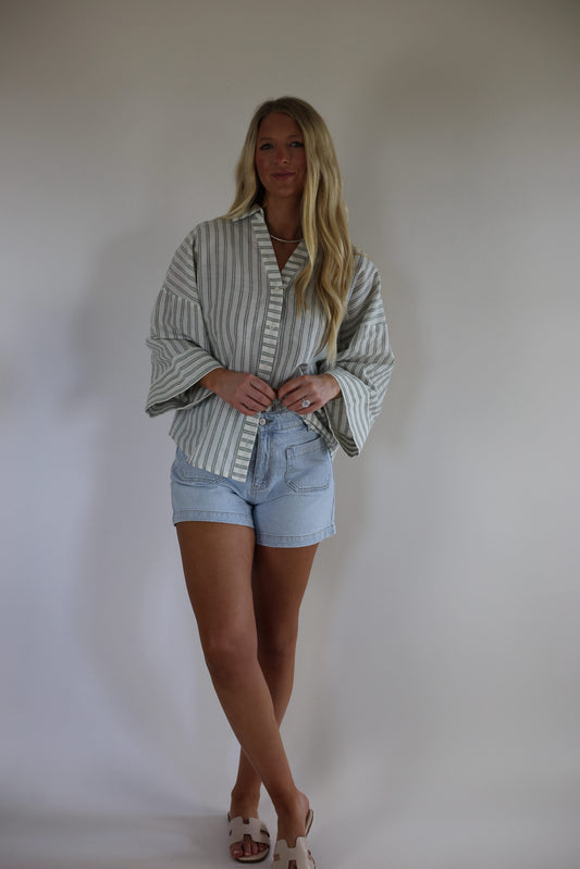Claire Striped Top - Irish Green