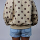Polka Dot Button Pullover - Taupe/Brown