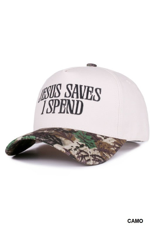 Jesus Saves I Spend Hat - Camo