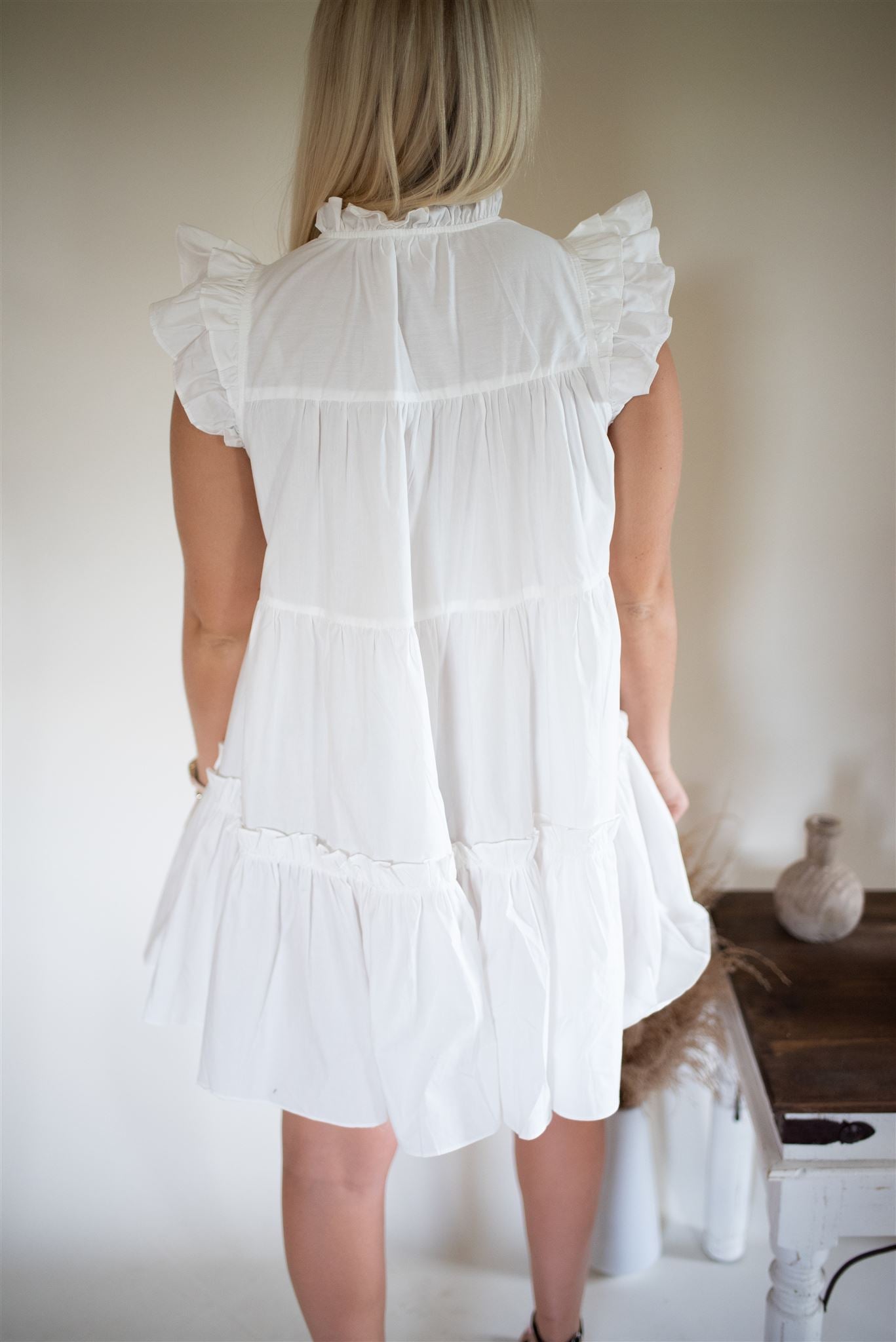 Precious Ruffle White Dress FINAL SALE