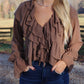Dallas Ruffle Tie Blouse - Mocha