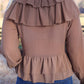 Dallas Ruffle Tie Blouse - Mocha