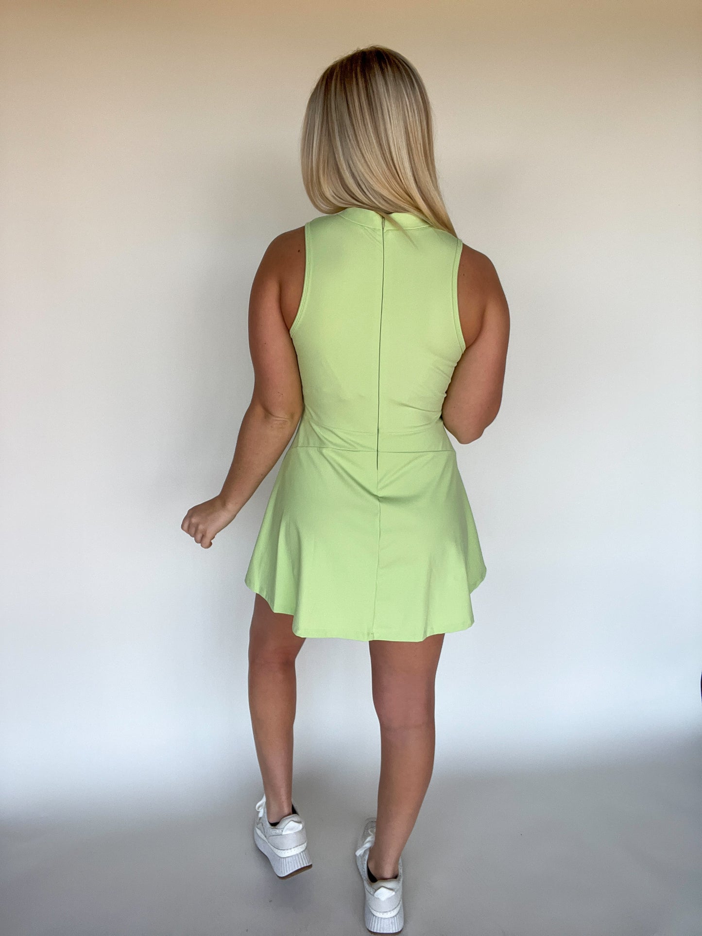 Chaney Quarter Zip Active Dress - Lime