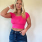 Decker Scoop Neck Tee - Fuschsia
