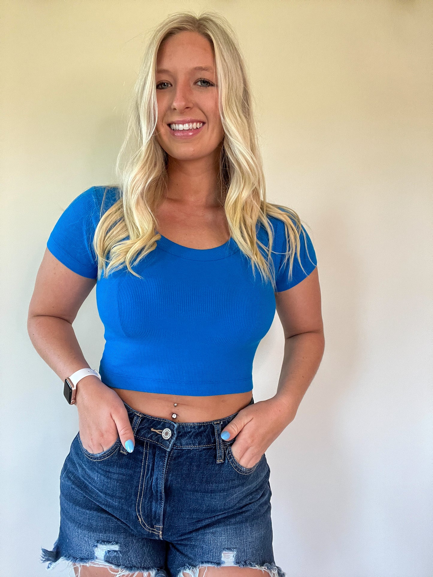 Decker Scoop Neck Tee - Ocean Blue