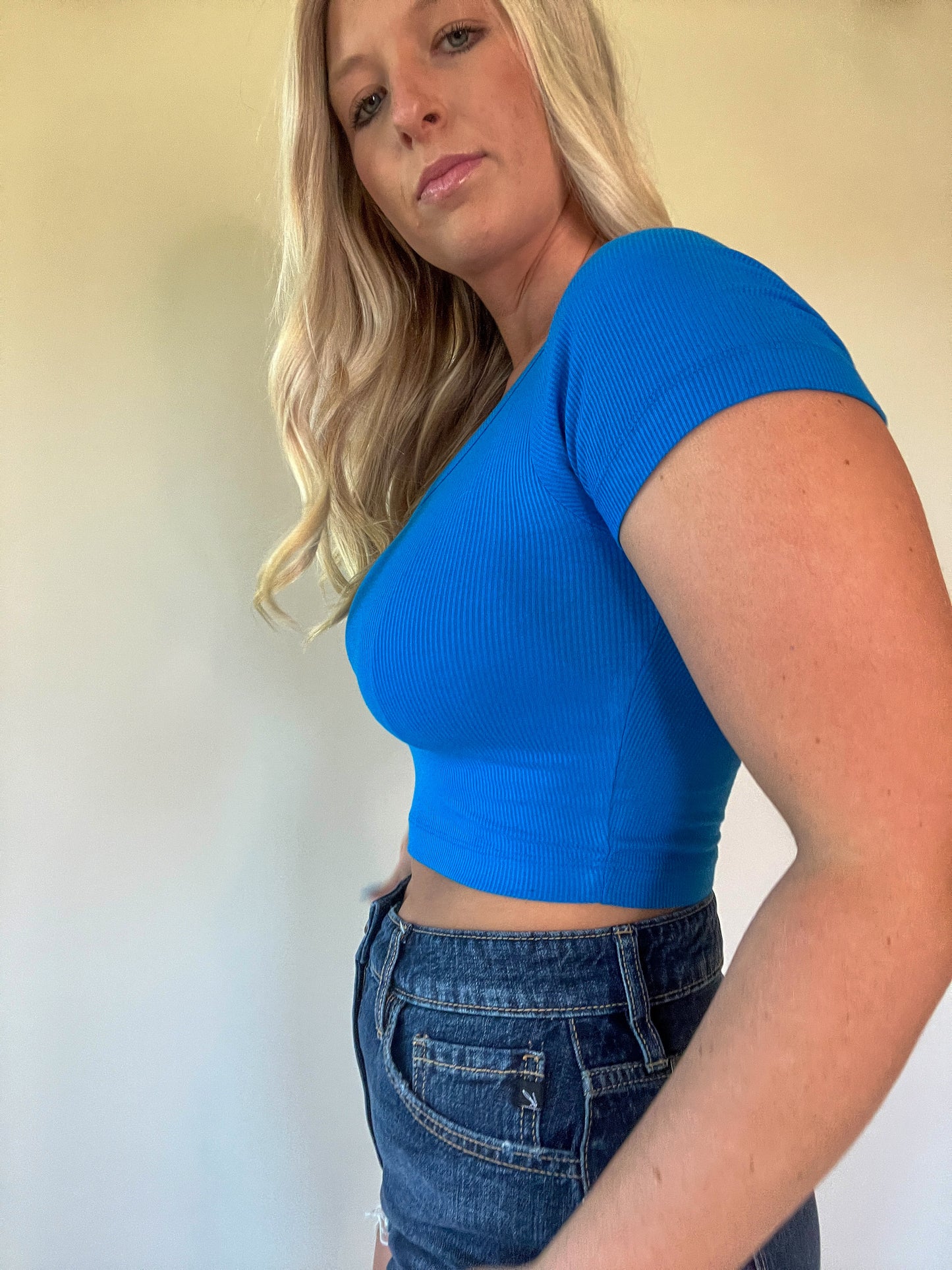 Decker Scoop Neck Tee - Ocean Blue