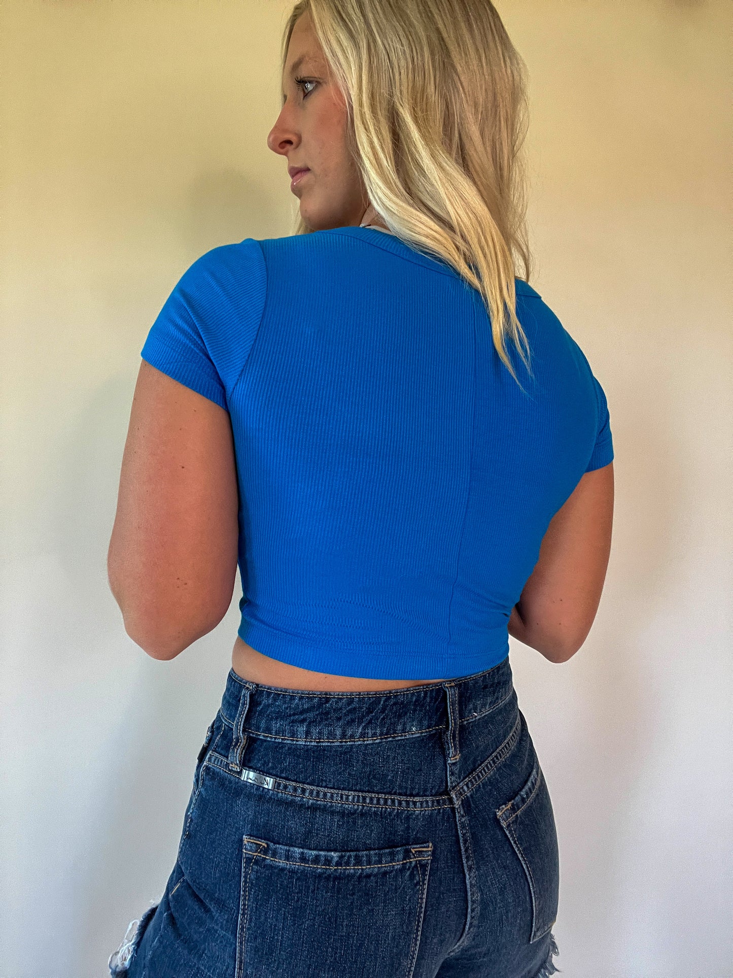 Decker Scoop Neck Tee - Ocean Blue