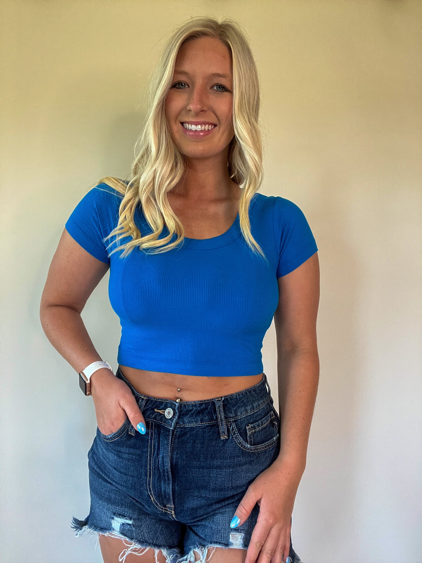 Decker Scoop Neck Tee - Ocean Blue