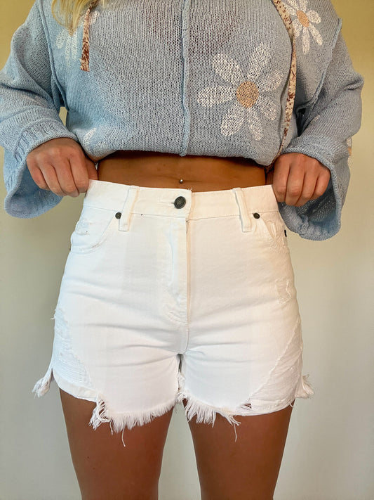 Layla Denim Shorts - White