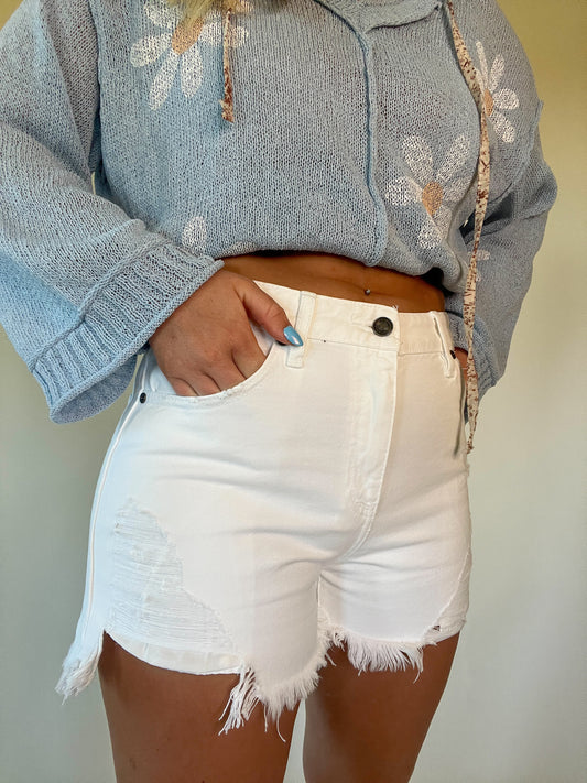 Layla Denim Shorts - White