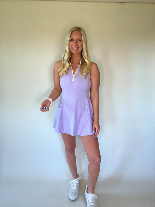 Chaney Quarter Zip Active Dress - Lavender