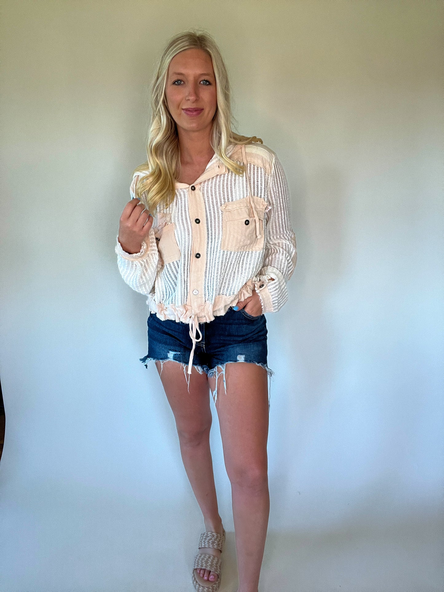 Crochet Contrast Top - Cream