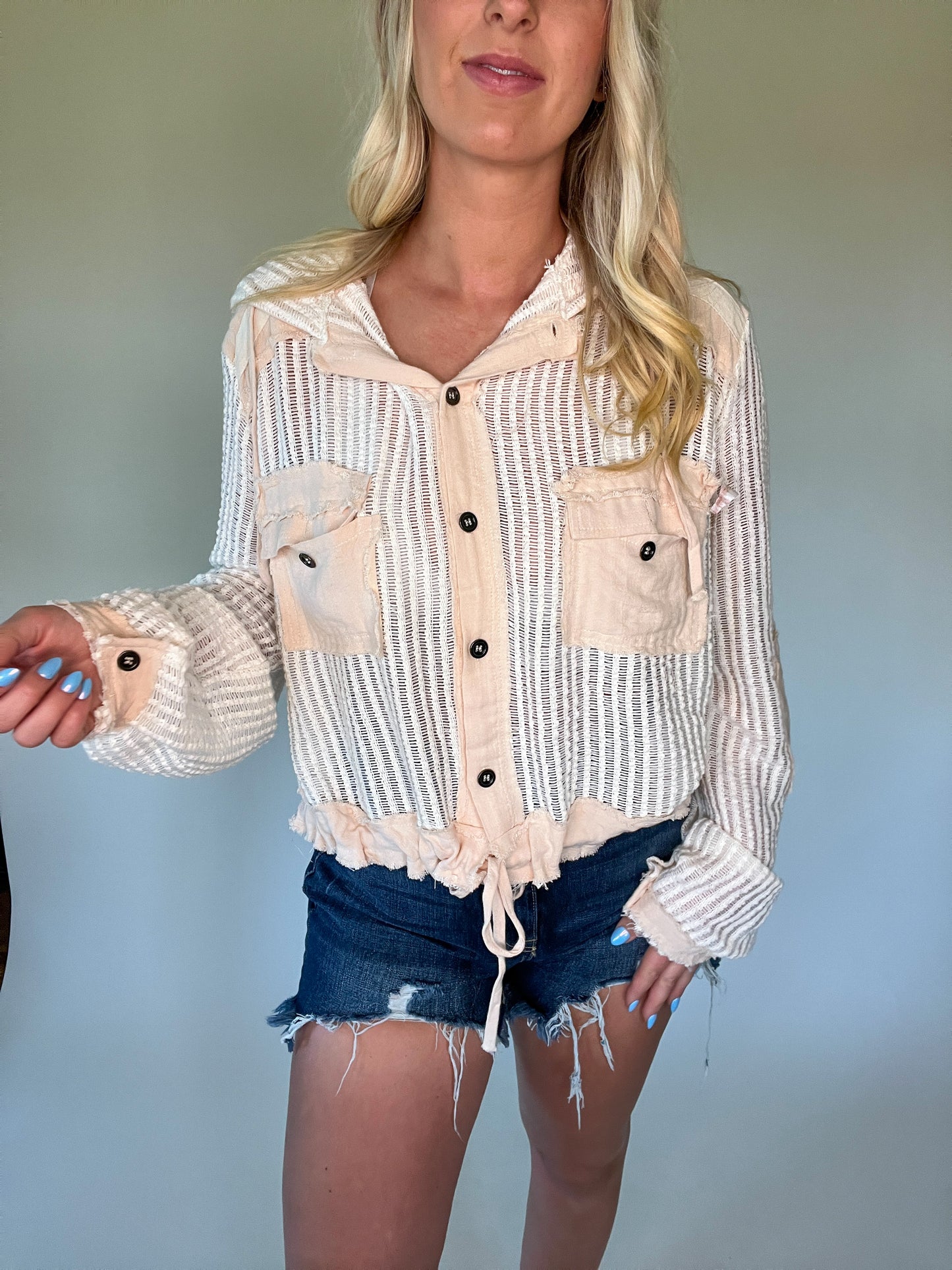 Crochet Contrast Top - Cream