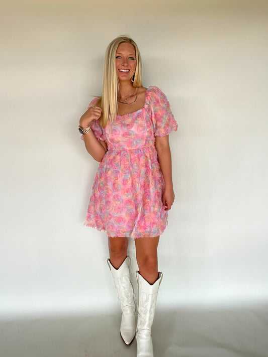 August Floral Mini Dress - Pink