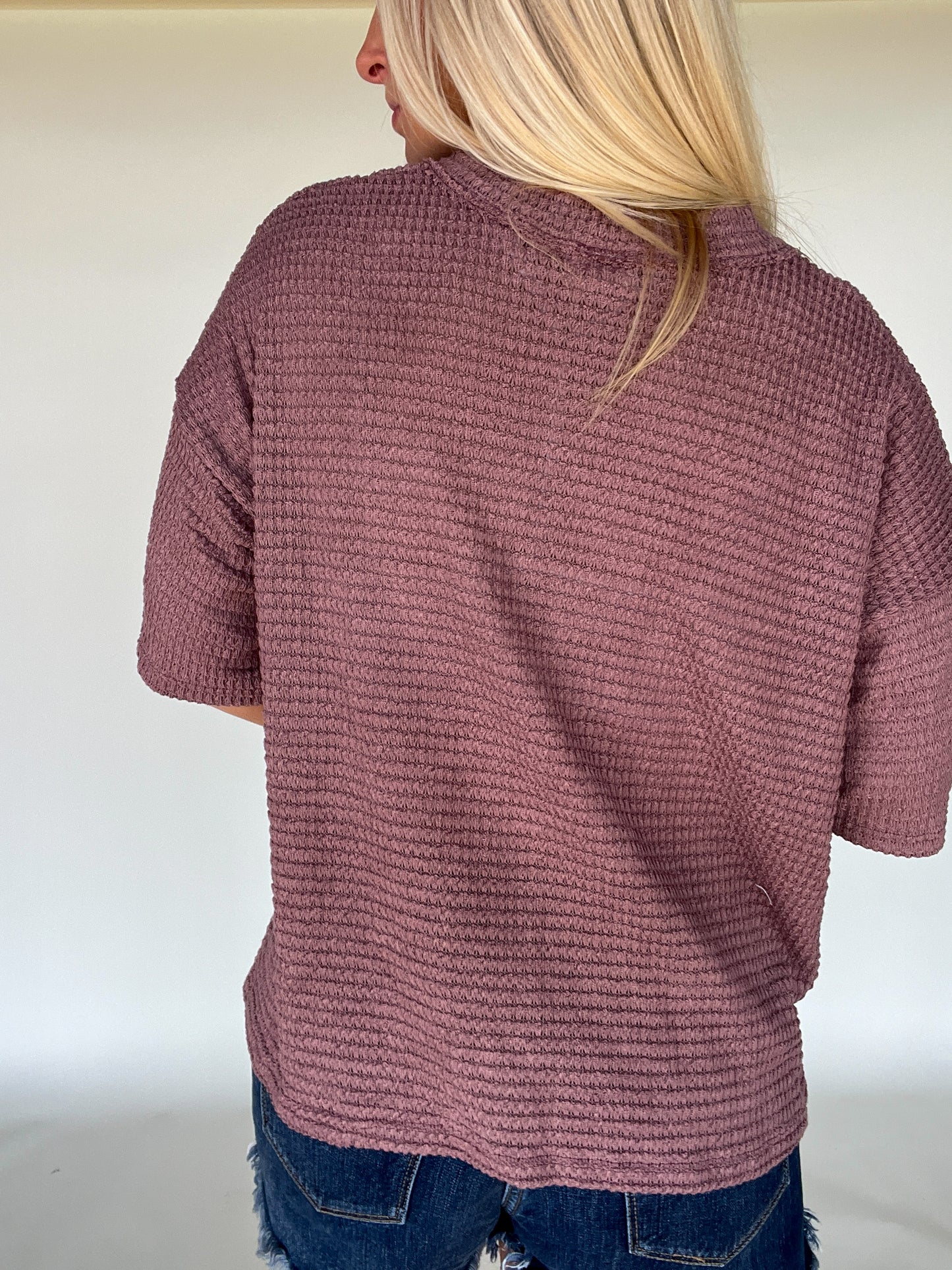 Gabby Waffle Knit Top - Mauve