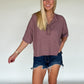 Gabby Waffle Knit Top - Mauve