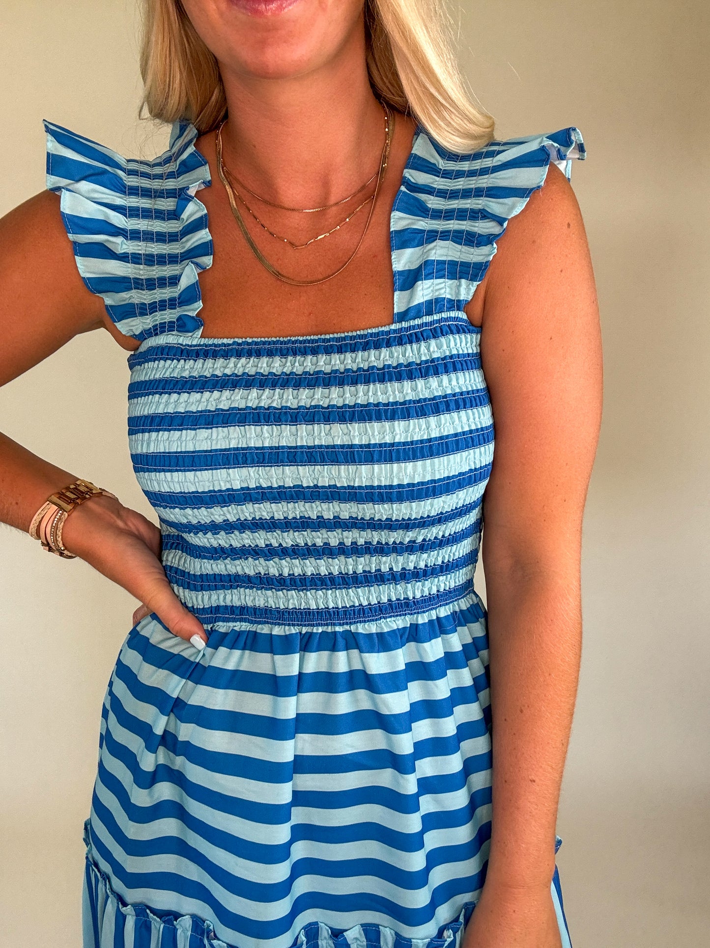 Vacay Skies Stripe Maxi Dress